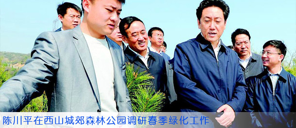 陈川平在西山城郊森林公园调研春季绿化工作