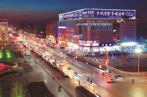 绚丽彩灯扮靓晋中夜景