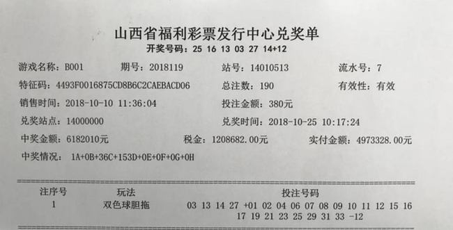 太原一对夫妻领取“双色球”奖金六百多万