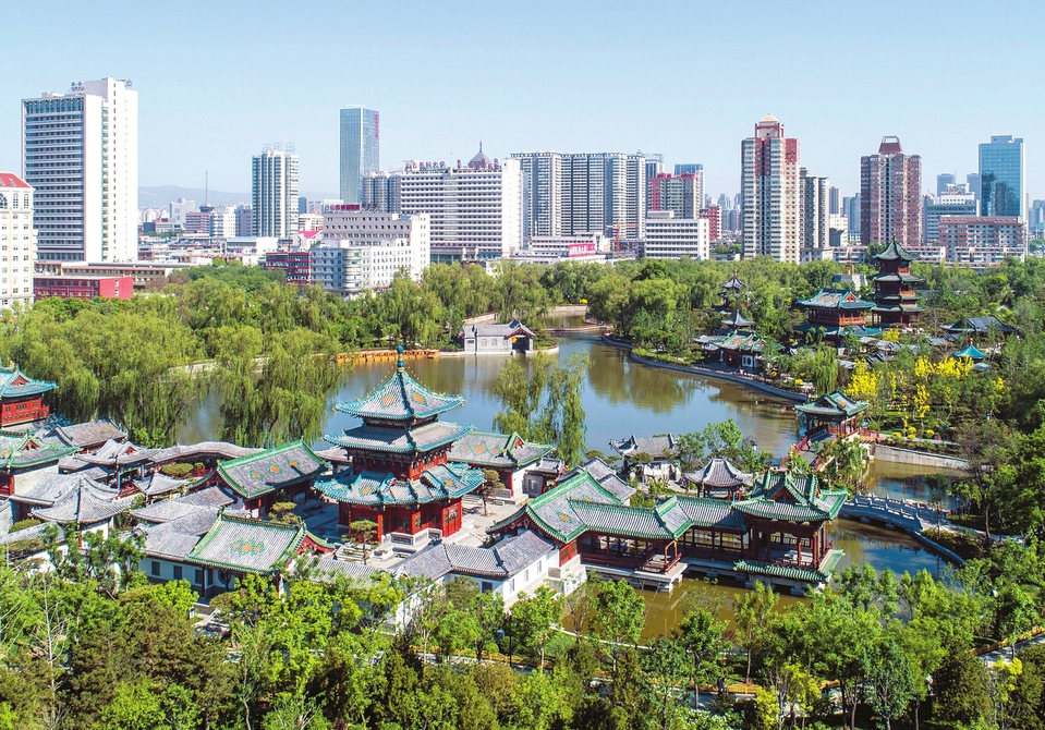 鸟瞰迎泽公园 美丽新画卷